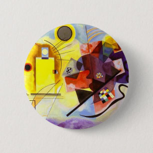 Bóton Redondo 5.08cm Pintura de Abstrato Amarelo Azul Kandinsky