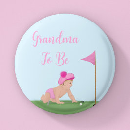 Bóton Redondo 5.08cm Pintura de Bebê Menina de Golfe Irmã Mais Velha Do