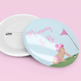 Bóton Redondo 5.08cm Pintura de Bebê Menina de Golfe Irmã Mais Velha Do