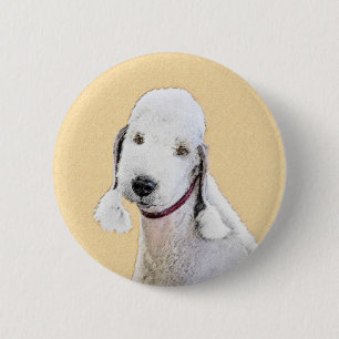 Bóton Redondo 5.08cm Pintura de Bedlington Terrier - Arte de Cachorro O