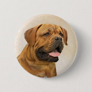 Bóton Redondo 5.08cm Pintura de Cachorro de Bordéus - Arte Cachorra Or
