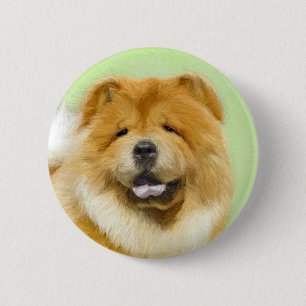 Bóton Redondo 5.08cm Pintura De Chow Chow - Arte De Cachorro Original