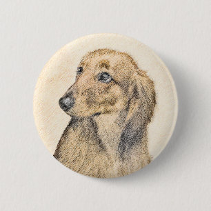 Bóton Redondo 5.08cm Pintura de Dachshund (Longhaired) - Arte de Cão O
