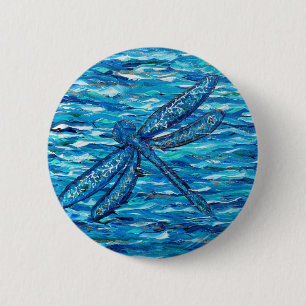 Bóton Redondo 5.08cm Pintura de Dragonfly Azul