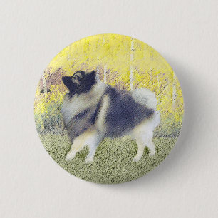 Bóton Redondo 5.08cm Pintura de Keeshond Aspen - Arte de Cachorro Origi
