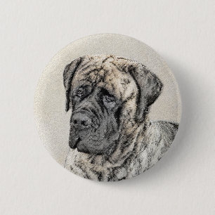 Bóton Redondo 5.08cm Pintura de Mastiff Inglês (Brindle) - Arte Canina