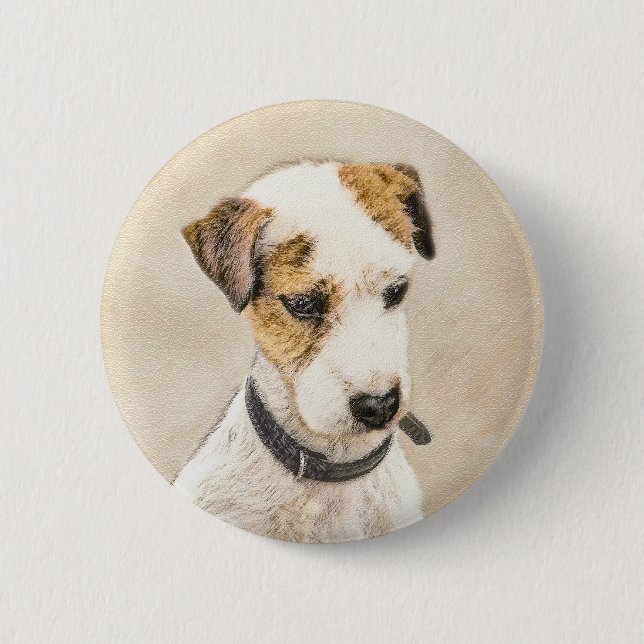 Bóton Redondo 5.08cm Pintura de Parson Jack Russell Terrier - Arte Cani (Frente)