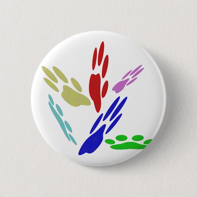 Bóton Redondo 5.08cm Pintura De Pata De Cachorro Com Bolinhas (Frente)