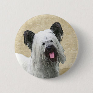 Bóton Redondo 5.08cm Pintura de Skye Terrier - Arte Cão Original Bonit