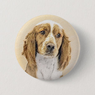 Bóton Redondo 5.08cm Pintura de Welsh Springer Spaniel - Arte Original 