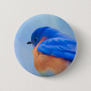 Bóton Redondo 5.08cm Pintura do Bluebird - arte original do pássaro