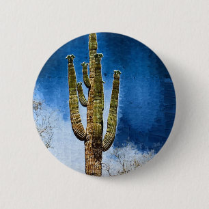 Bóton Redondo 5.08cm Pintura do cacto do Saguaro
