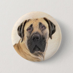 Bóton Redondo 5.08cm Pintura em Boerboel - Arte Cachorra Original
