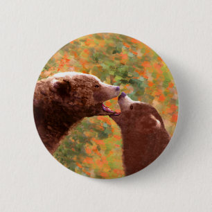 Bóton Redondo 5.08cm Pintura em Cubo e Mãe de Urso Grizzly - Arte da V