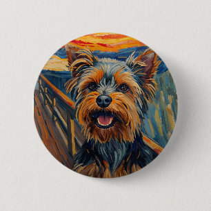 Bóton Redondo 5.08cm Pintura Expressionista Yorkshire Terrier / Yorkie