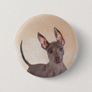 Bóton Redondo 5.08cm Pintura Xoloitzcuintli - Arte Cachorra Original