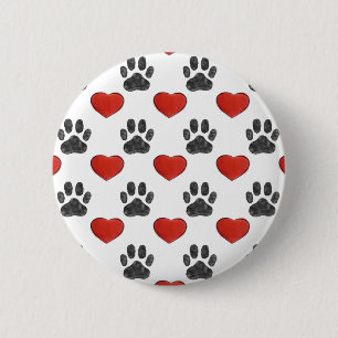 Bóton Redondo 5.08cm Pinturas De Cães E Corações Vermelhos Padrão De Pi