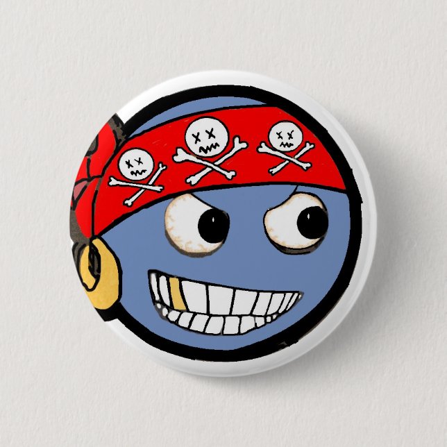 Bóton Redondo 5.08cm pirata do smilie (Frente)