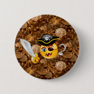 Bóton Redondo 5.08cm pirata do tesouro emoji