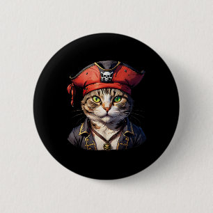 Bóton Redondo 5.08cm Pirata E Gato, O Buccaneeiro Felino