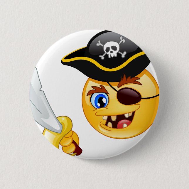 Bóton Redondo 5.08cm pirata emoji (Frente)