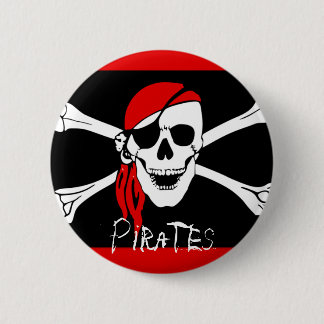 Bóton Redondo 5.08cm Piratas - pretos e crânio vermelho do pirata