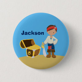 Bóton Redondo 5.08cm Pirate Boy Beach Summer Cuide Monograma Azul