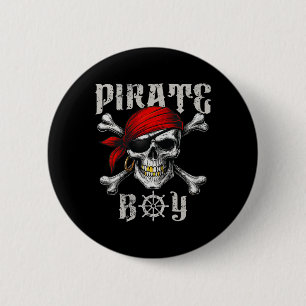 Bóton Redondo 5.08cm Pirate Boy Jolly Roger Flag E Skull Crossbones H