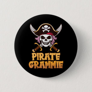 Bóton Redondo 5.08cm Pirate Grammie Engraçado Capitão Avó Halloween Cos