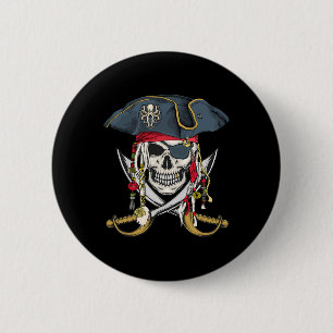 Bóton Redondo 5.08cm Pirate Skull Halloween Meninas Meninas Crianças Ad