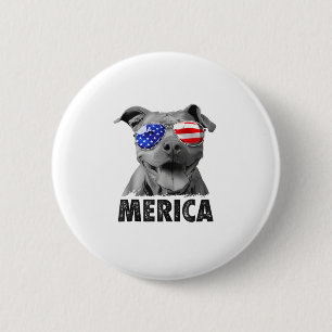 Bóton Redondo 5.08cm Pit Bull 4 de julho Merica Men American Flag Sung