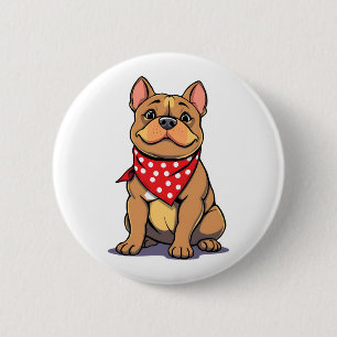Bóton Redondo 5.08cm Pitbull Fofo com Bandana Gif de Amante de Cachorro