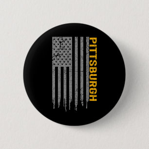 Bóton Redondo 5.08cm Pittsburgh Estados Unidos Bandeira Patriótica Amer