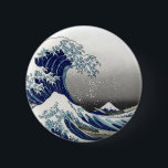Bóton Redondo 5.08cm PixDezines Vintage, Grande Onda, Hokusai 葛飾北斎の神奈川沖<br><div class="desc">PixDezinves Vintage da arte japonesa.  A Grande Onda de Kanagawa é uma das mais vistas mundialmente.  O artista,  Hokusai,  1832 (Período Edo).   Representando okinami como as grandes ondas,  NÃO tsunami.</div>