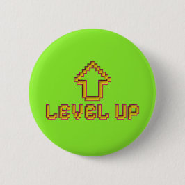 Bóton Redondo 5.08cm Pixel Level Up Gamer Pin - Verde Lima