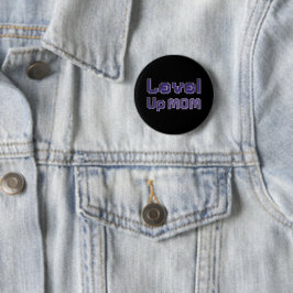 Bóton Redondo 5.08cm Pixel Level Up Mãe Gamer Pin - Roxo no Preto