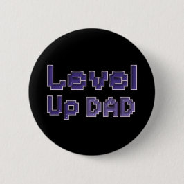 Bóton Redondo 5.08cm Pixel Level Up Pai Gamer Prendedor - Roxo no Preto