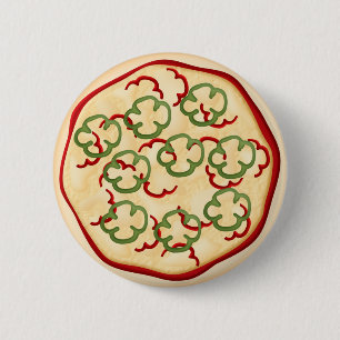 Bóton Redondo 5.08cm Pizza com pimentos vermelhos e verdes
