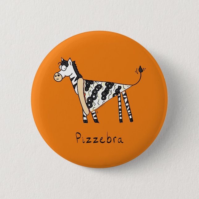 Bóton Redondo 5.08cm Pizzebra Pizza Zebra Botão de Pin (Frente)