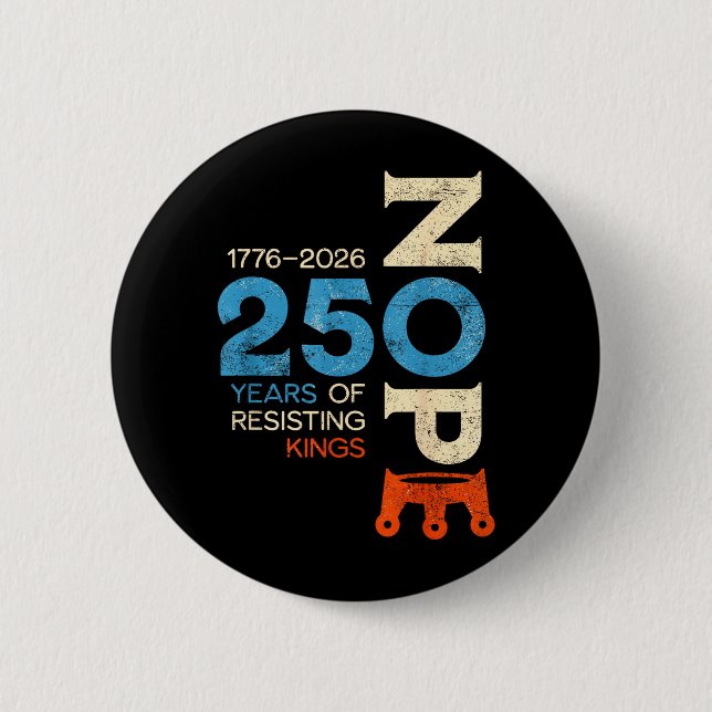 Bóton Redondo 5.08cm Placa de protesto No Kings 28 de março de 2026 (Frente)