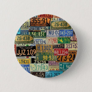 Bóton Redondo 5.08cm Placas de Licença Vintage