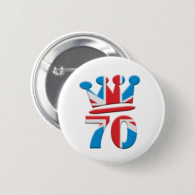Bóton Redondo 5.08cm Platinum Jubilee Queen Elizabeth 70 anos (Frente & Verso)