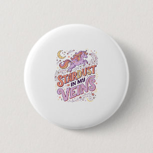 Bóton Redondo 5.08cm Pó de Estrela de Unicórnio em Meus Vasos Design de