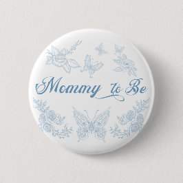 Bóton Redondo 5.08cm Pó Whimsso Mamãe Floral Azul Borboleta A Serem