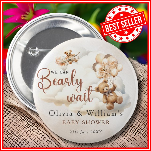 Bóton Redondo 5.08cm Podemos Esperar Boho Chá de fraldas Neutro De Gêne (Criador carregado)