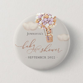 Bóton Redondo 5.08cm Podemos Esperar! Botão do Chá de fraldas da lavand