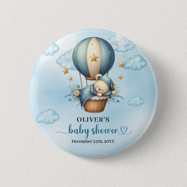 Bóton Redondo 5.08cm Podemos esperar o balão de ar quente de marfim azu (Frente)