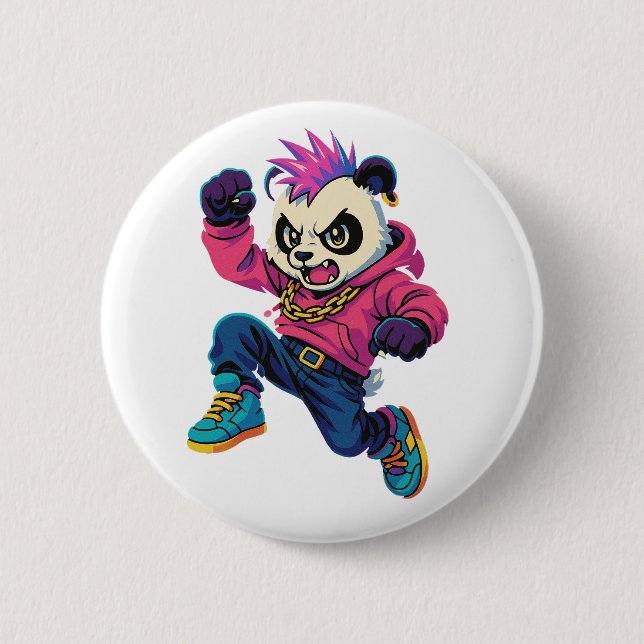 Bóton Redondo 5.08cm Poder do Panda Punk (Frente)
