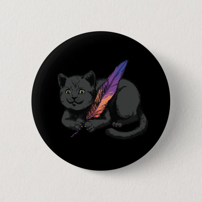 Bóton Redondo 5.08cm Poeta Gato Preto (Frente)