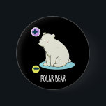 Bóton Redondo 5.08cm Polar Bear Funny Science Pun Dark BG<br><div class="desc">Polar Bear Funny Science Pun apresenta um urso polar fofo com polos elétricos. Um presente engraçado para a família e amigos que amam ursos polares e trocadilhos.</div>